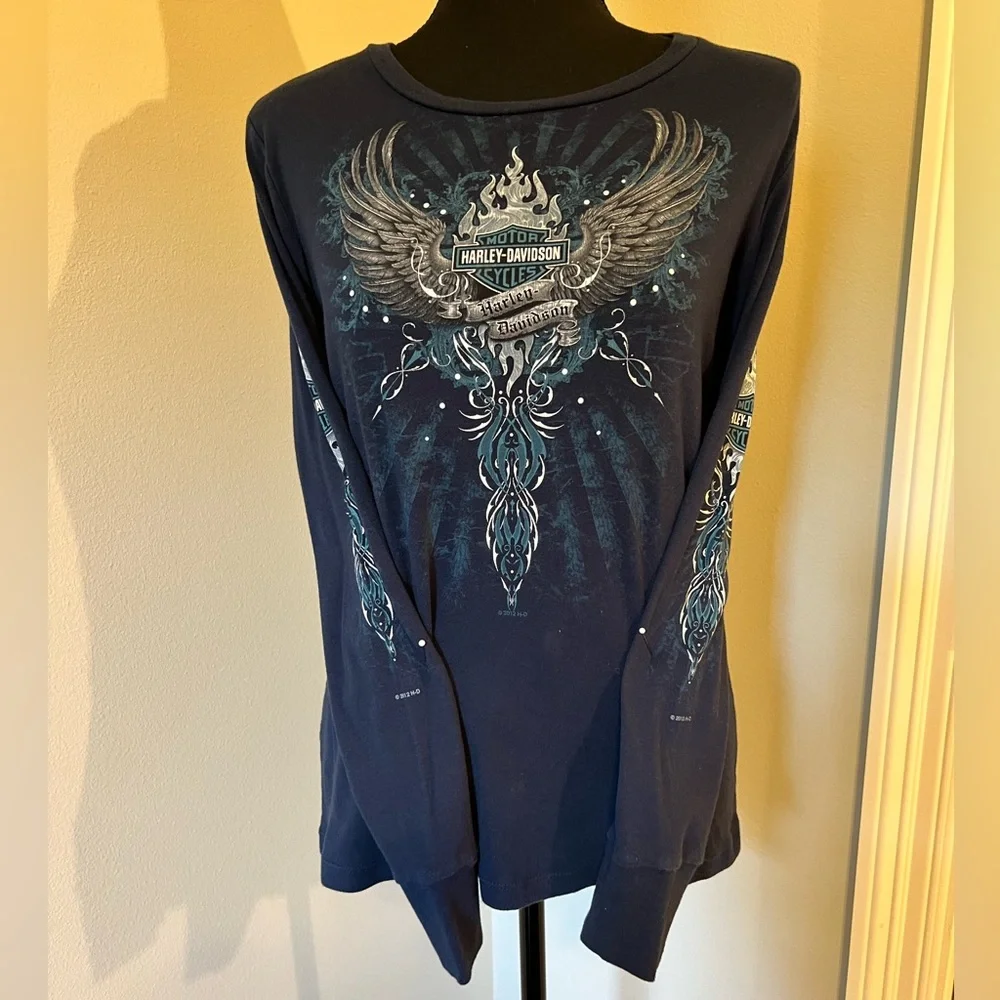 Harley Davidson Long Sleeve Waffle KnitTop - Picture 3 of 4